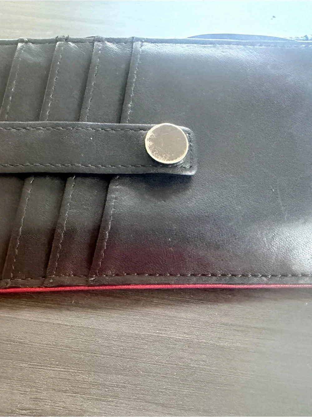 Hammitt Black Leather 210 West wallet with Red ID Window